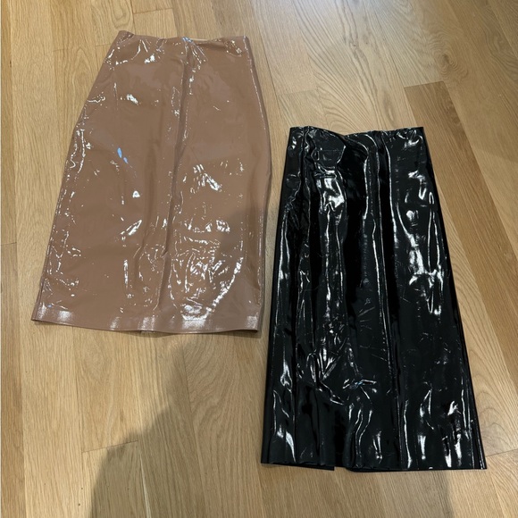 Commando Dresses & Skirts - Pair of Commando Patent Midi Skirts Black & Tan, Size M